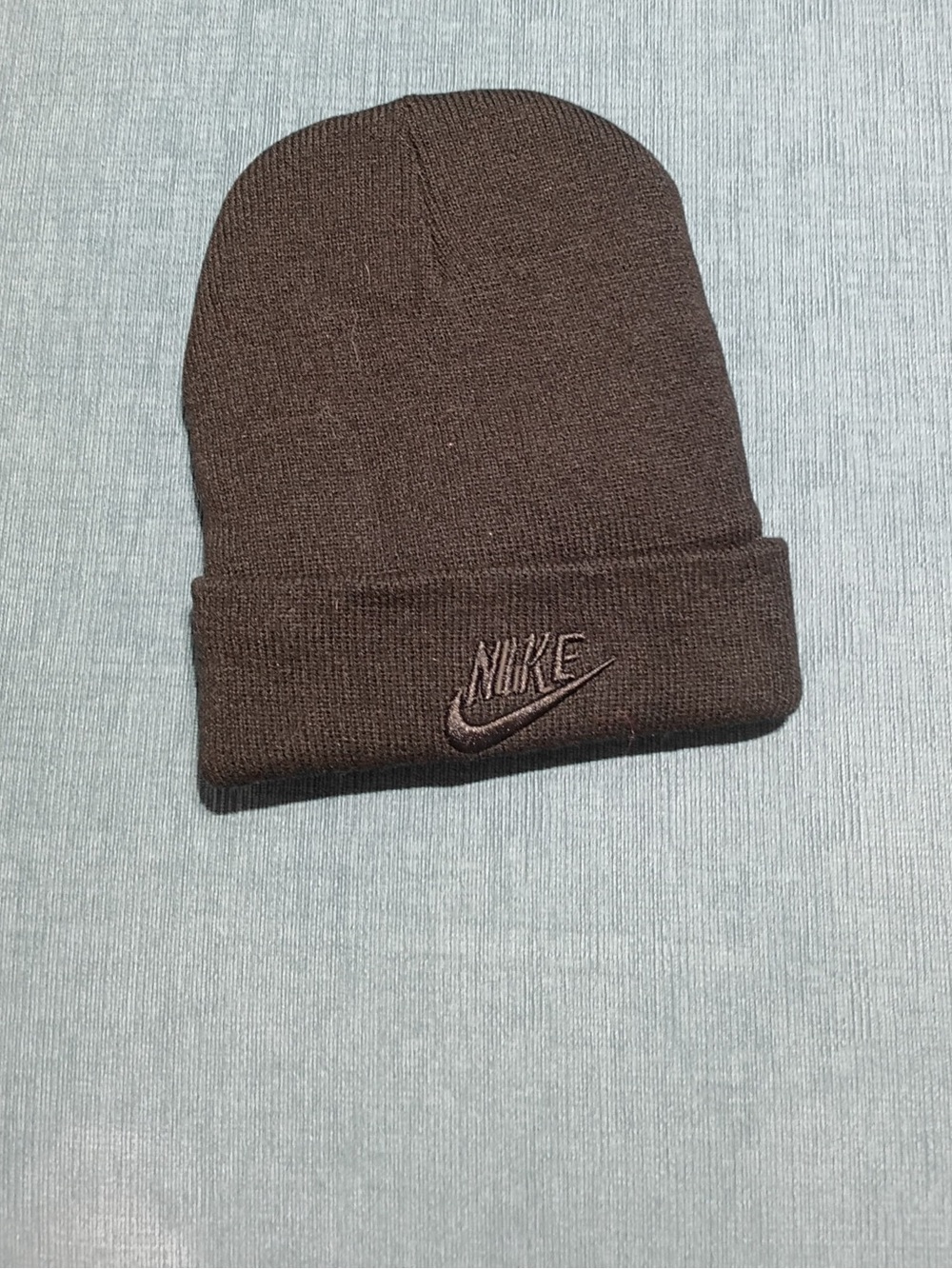Nike Brown Knit Cuffed Beanie with Embroidered Logo